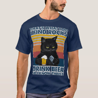 Geologische geoloog Rocks Drink Beer Cat T-shirt