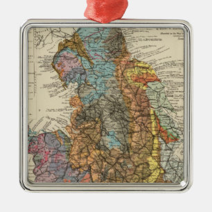 Geologische kaart Engeland, Wales Metalen Ornament