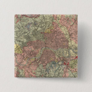 Geologische kaart Londen Vierkante Button 5,1 Cm