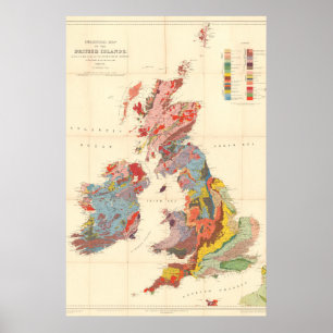 Geologische kaart van de Britse eilanden (1912) Poster