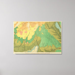 Geologische kaart van de mesozoïsche terrassen canvas afdruk