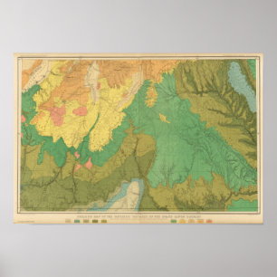 Geologische kaart van de mesozoïsche terrassen poster