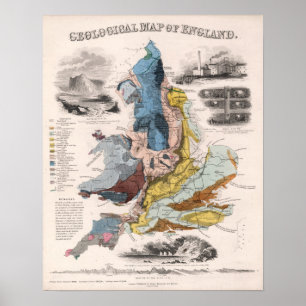 Geologische kaart van Engeland Poster