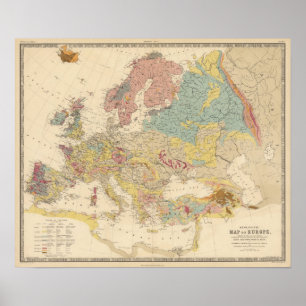 Geologische kaart van Europa (1856) Poster