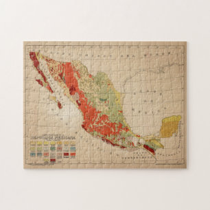  Geologische Kaart van Mexico (1921) Legpuzzel