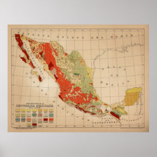 Geologische Kaart van Mexico (1921) Poster