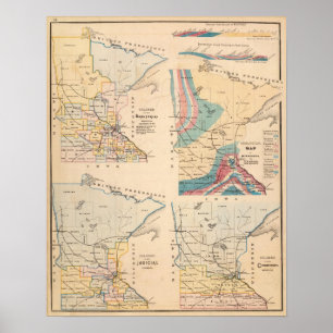 Geologische kaart van Minnesota door NH Winchell Poster