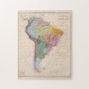  Geologische Kaart van Zuid-Amerika (1873) Legpuzzel
