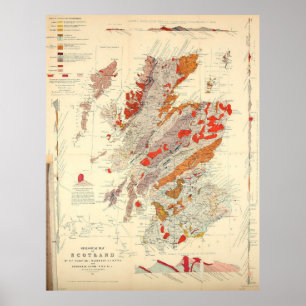 Geologische kaart voor Schotland (1865) Poster