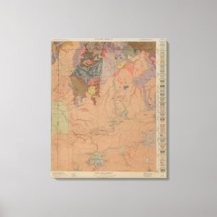 Geologische kaart, Yellowstone National Part, Wyom Canvas Afdruk