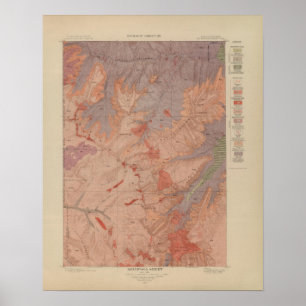 Geologische kaart, Yellowstone National Part, Wyom Poster