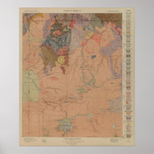 Geologische kaart, Yellowstone National Part, Wyom Poster