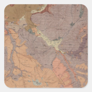 Geologische kaart, Yellowstone National Part, Wyom Vierkante Sticker