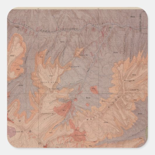 Geologische kaart, Yellowstone National Part, Wyom Vierkante Sticker (Voorkant)