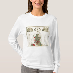 Geologische, paleontologische kaart van de Britse T-shirt