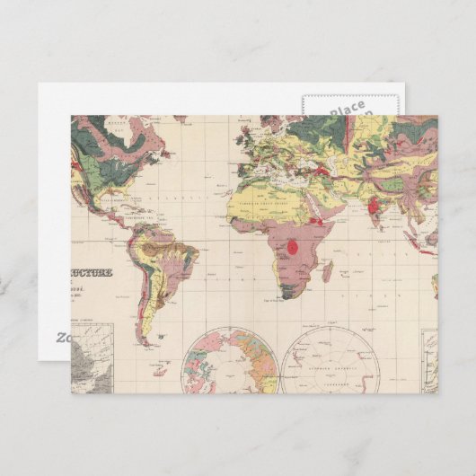 Geologische structuur van het wereldbol briefkaart (Voorkant / Achterkant)