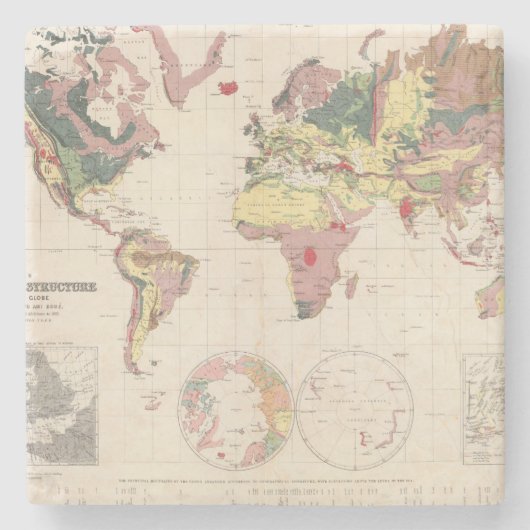 Geologische structuur van het wereldbol stenen onderzetter (Voorkant)