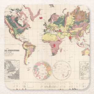 Geologische structuur van het wereldbol vierkante kartonnen onderzetter