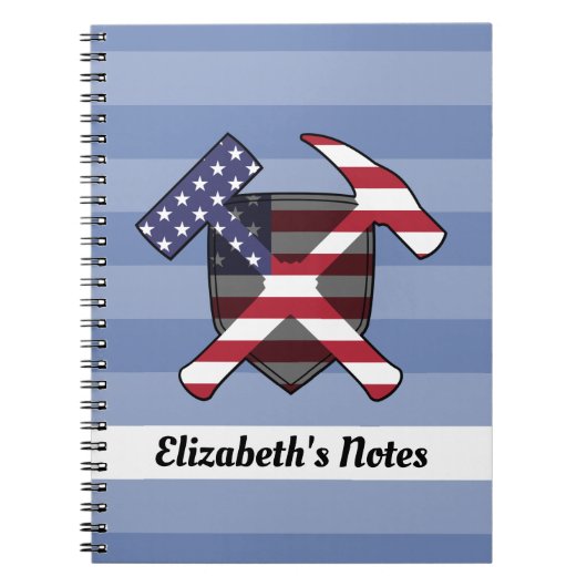 Geologist's Rock Hammer en Amerikaanse vlag Notitieboek (Voorkant)
