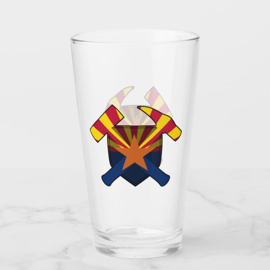 Geologist's Rock Hammer en Arizona Flag Logo Glas (Achterkant)