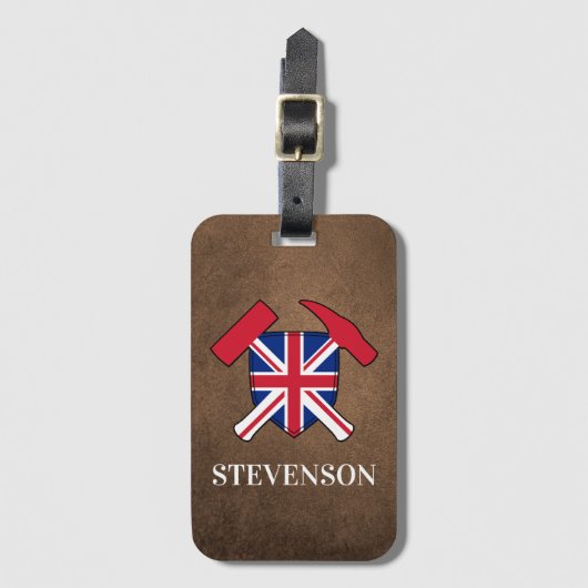 Geologist's Rock Hammer en Union Jack Logo Bagagelabel (Voorkant (verticaal))