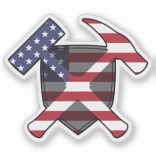 Geologist's Rock Hammer Logo- Amerikaanse vlag Vin Sticker
