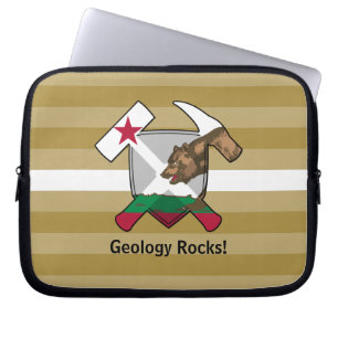 Geologist's Rock Hammer Logo met Californische vla Laptop Sleeve