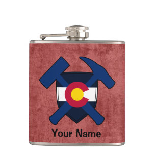 Geologist's Rock Hammer Shield - Colorado Vlag Heupfles
