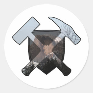 GeoLogist's Rock Hammer Shield- Half Dome Ronde Sticker