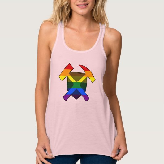 Geologist's Rock Hammer Shield - LGBT Pride Flag Tanktop (Voorkant)