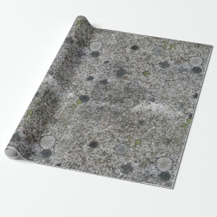 Geology Rock Grey Granite met Green Moss Cadeaupapier