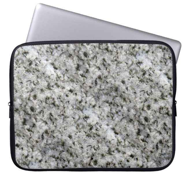 Geology Rock Texture White Granite aangepaste naam Laptop Sleeve (Voorkant)