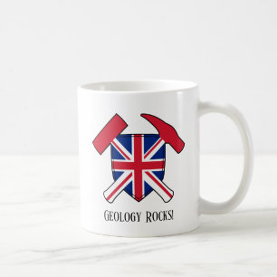 "Geology Rocks" Britse vlag Crossed Hammer Logo Koffiemok