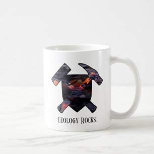 "Geology Rocks" Hamer Logo met Hawaïaanse Lava Flo Koffiemok