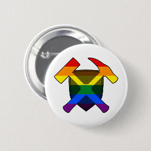 Geoloog Hamer Schild- LGBT Regenboog Vlag Ronde Button 5,7 Cm
