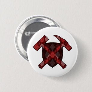 Geoloog Hamer Schild- Rood Argyle Ronde Button 5,7 Cm