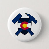 Geoloog Rots Hamer Schild- Vlag van Colorado Ronde Button 5,7 Cm (Voorkant)