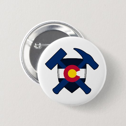 Geoloog Rots Hamer Schild- Vlag van Colorado Ronde Button 5,7 Cm (Voorkant /achterkant)