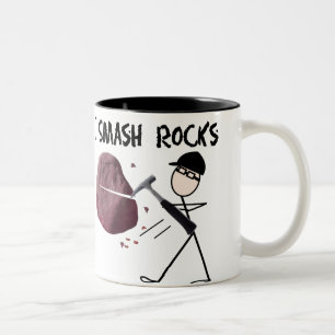 Geoloog Stickman "I Smash Rocks" Tweekleurige Koffiemok