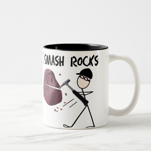 Geoloog Stickman "I Smash Rocks" Tweekleurige Koffiemok (Rechts)