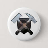 Geoloog's Rock Hammer en Half Dome Logo Ronde Button 5,7 Cm (Voorkant)