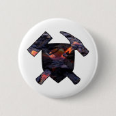 Geoloog's Rock Hammer en Lava Flow Logo Ronde Button 5,7 Cm (Voorkant)
