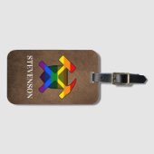 Geoloog's Rock Hammer en LGBT Rainbow Flag Logo Bagagelabel (Voorkant (horizontaal))