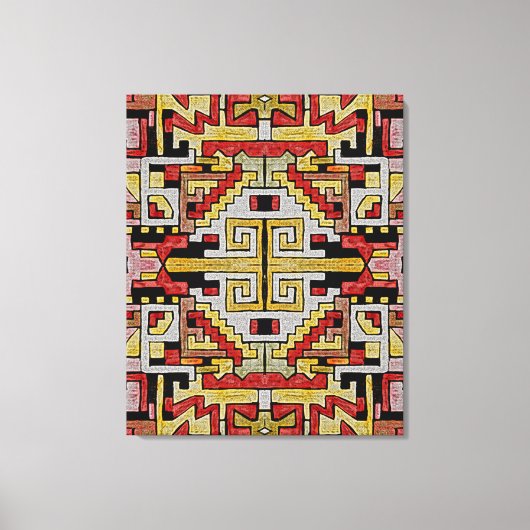 Geomethrisch tribaal/etnisch patroon (3 canvasen) canvas afdruk (Voorkant)