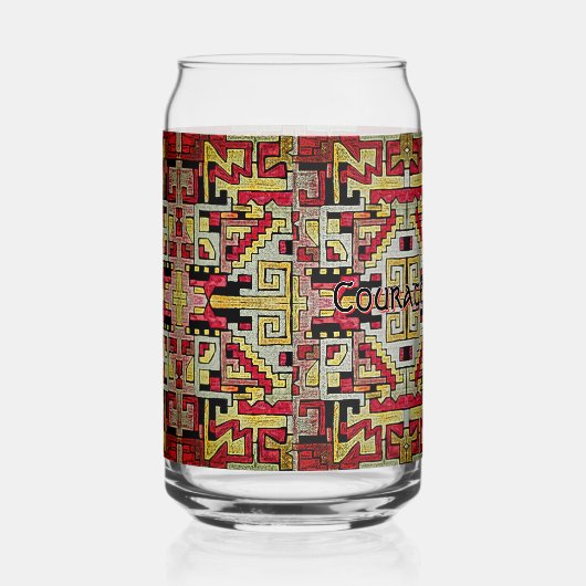 Geomethrisch tribaal/etnisch patroon blikvorm glas (Rechts)