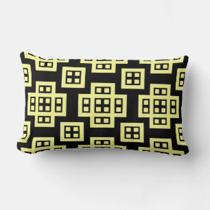 Geometric 030614 - Chalk Yellow on Black Kussen