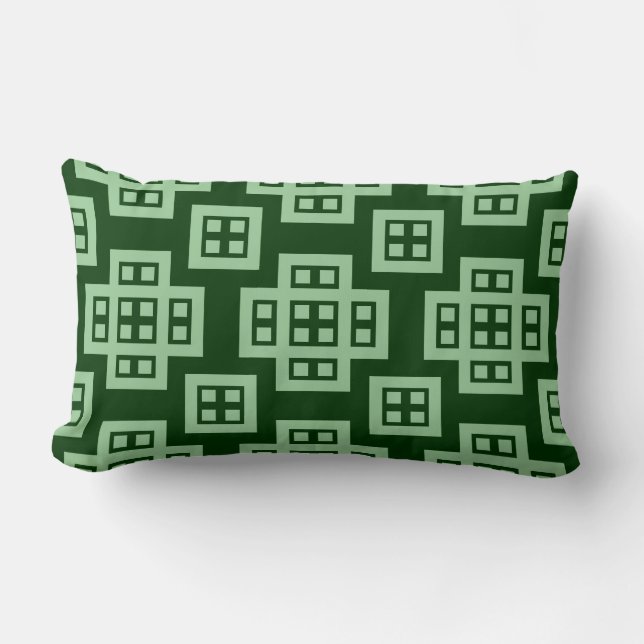 Geometric 030614 - Faded Green op Dk Forest Green Kussen (Voorkant)