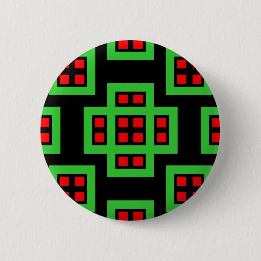 Geometric 030614 - Rood en groen op zwart Ronde Button 5,7 Cm (Voorkant)