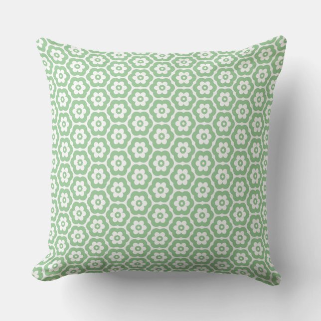 Geometric 280514 (03) - Faded Green op wit Kussen (Voorkant)