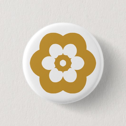 Geometric 290514 (3) - Gold Brown on White Ronde Button 3,2 Cm (Voorkant)